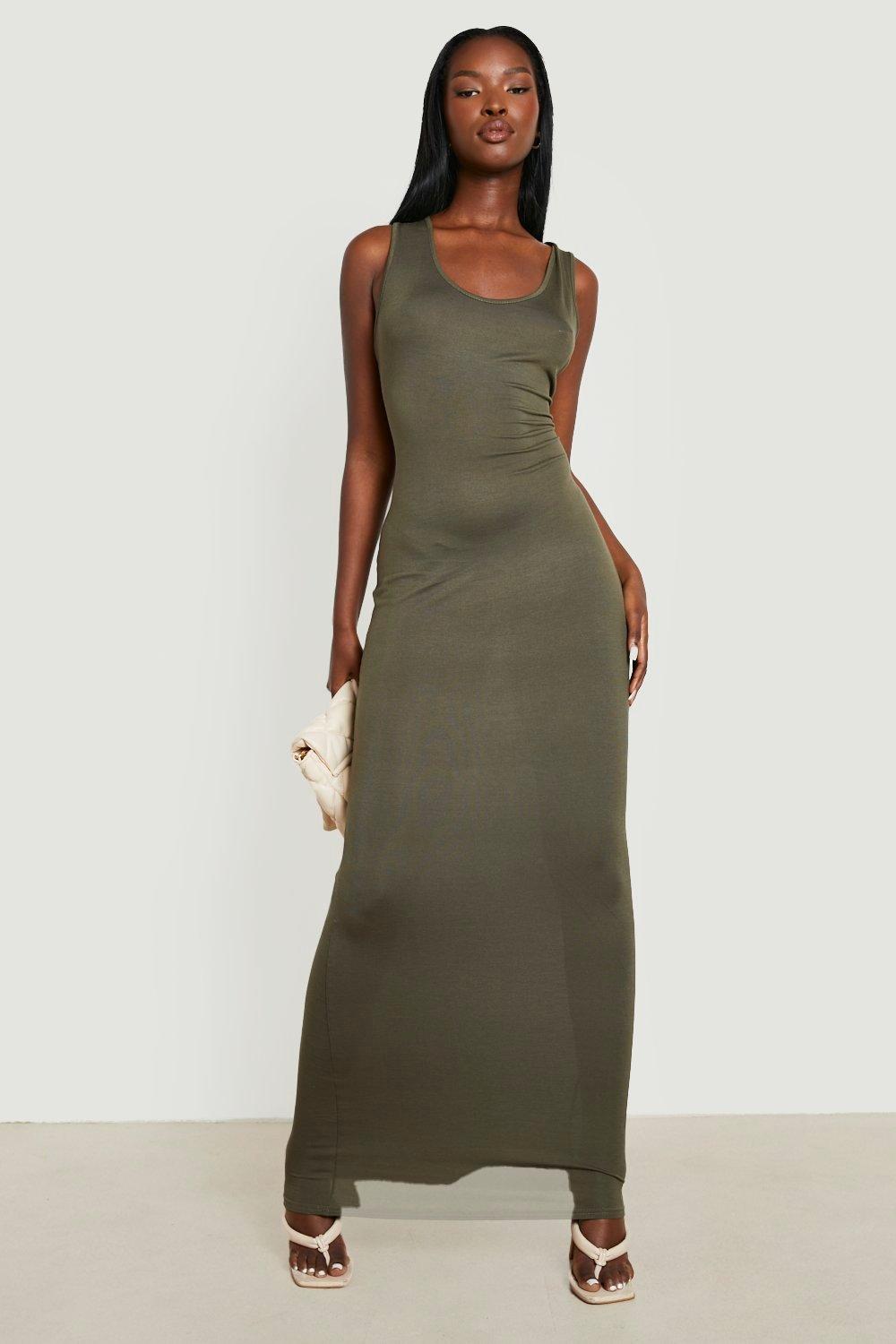 Khaki jersey deals maxi dress