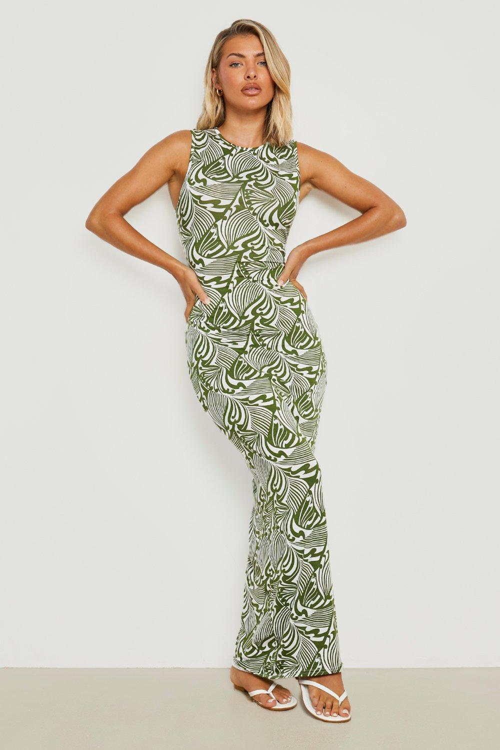 Boohoo leaf print outlet dress