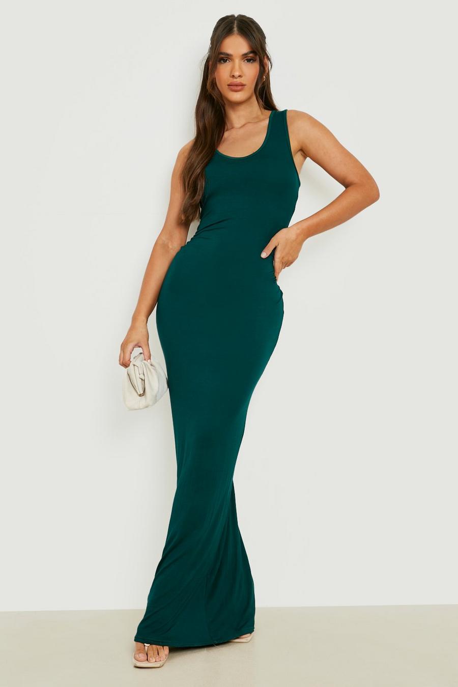 Bright green Basic Scoop Neck Jersey Knit Maxi Dress image number 1