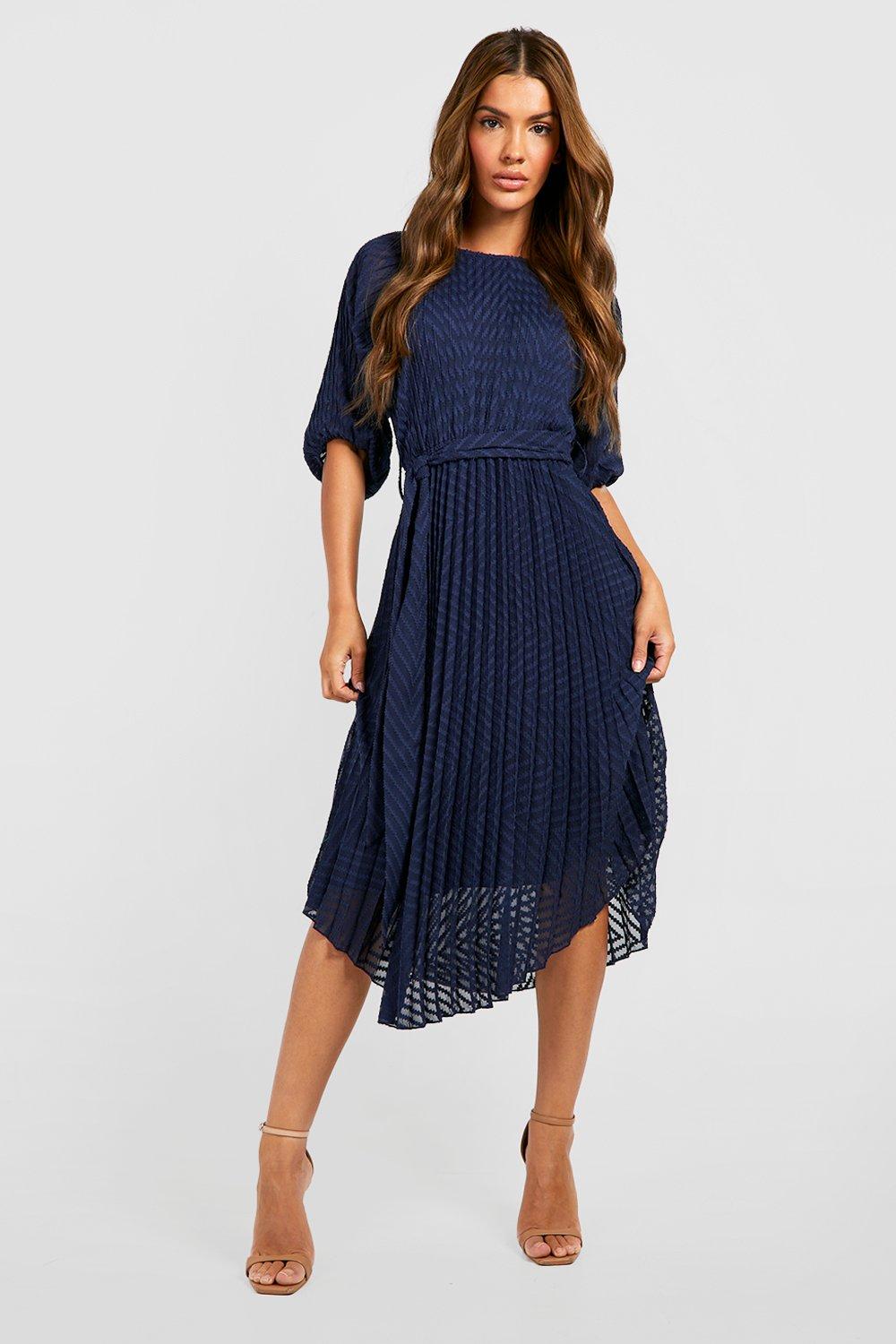 High Neck Button Detail Midi Skater Dress boohoo UK