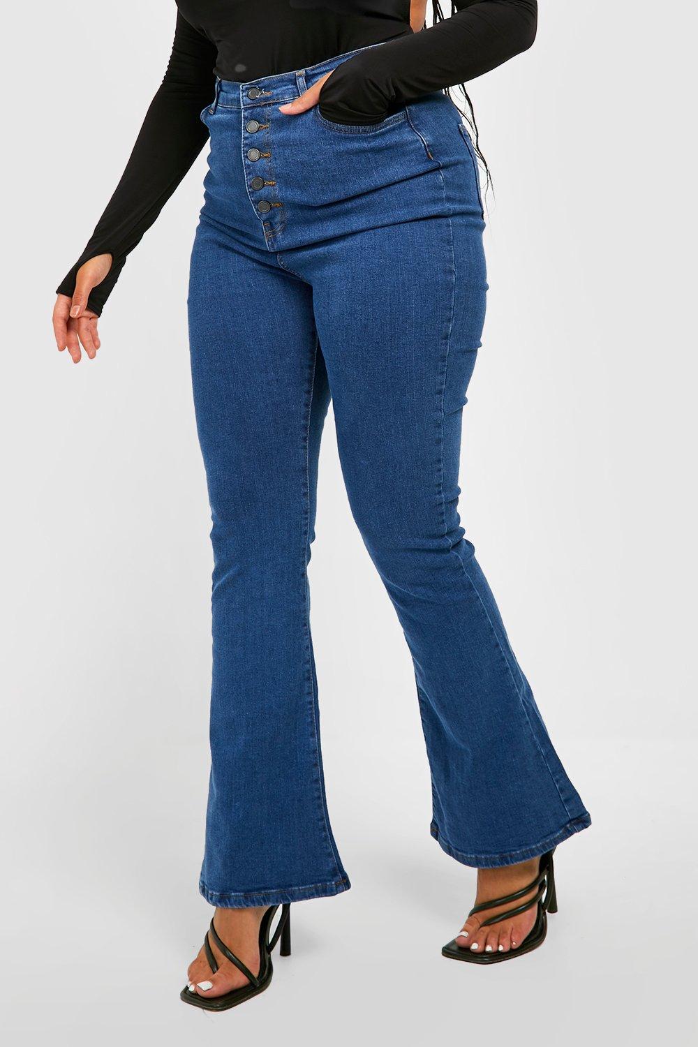 Plus High Waist Flared Jeans