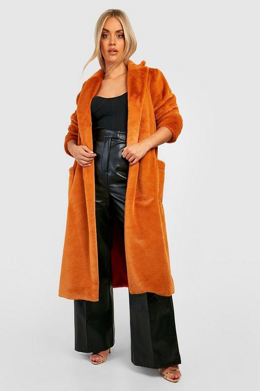 Womens Plus Premium Longline Faux Fur Coat Boohoo Uk