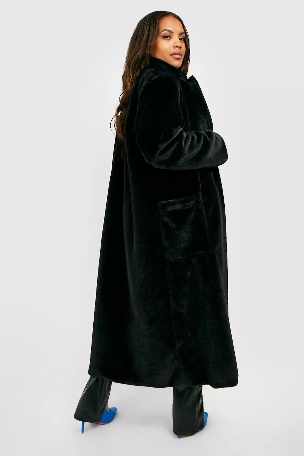 Monki hooded faux fur coat on sale