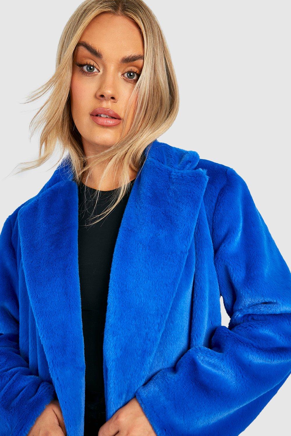 Cobalt blue faux hot sale fur coat