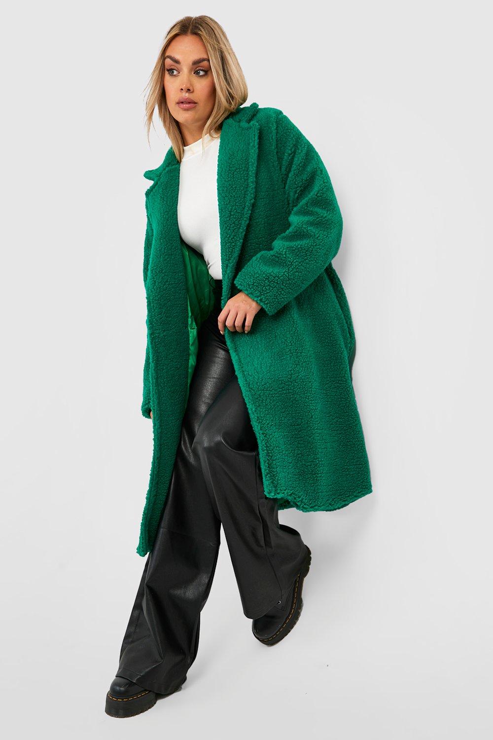 Green teddy bear coat online