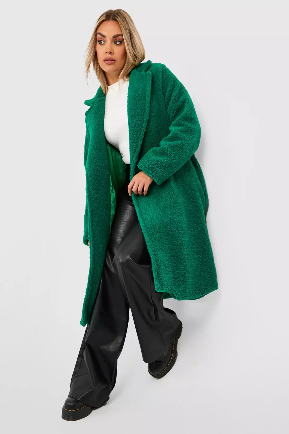 Green teddy fur outlet coat