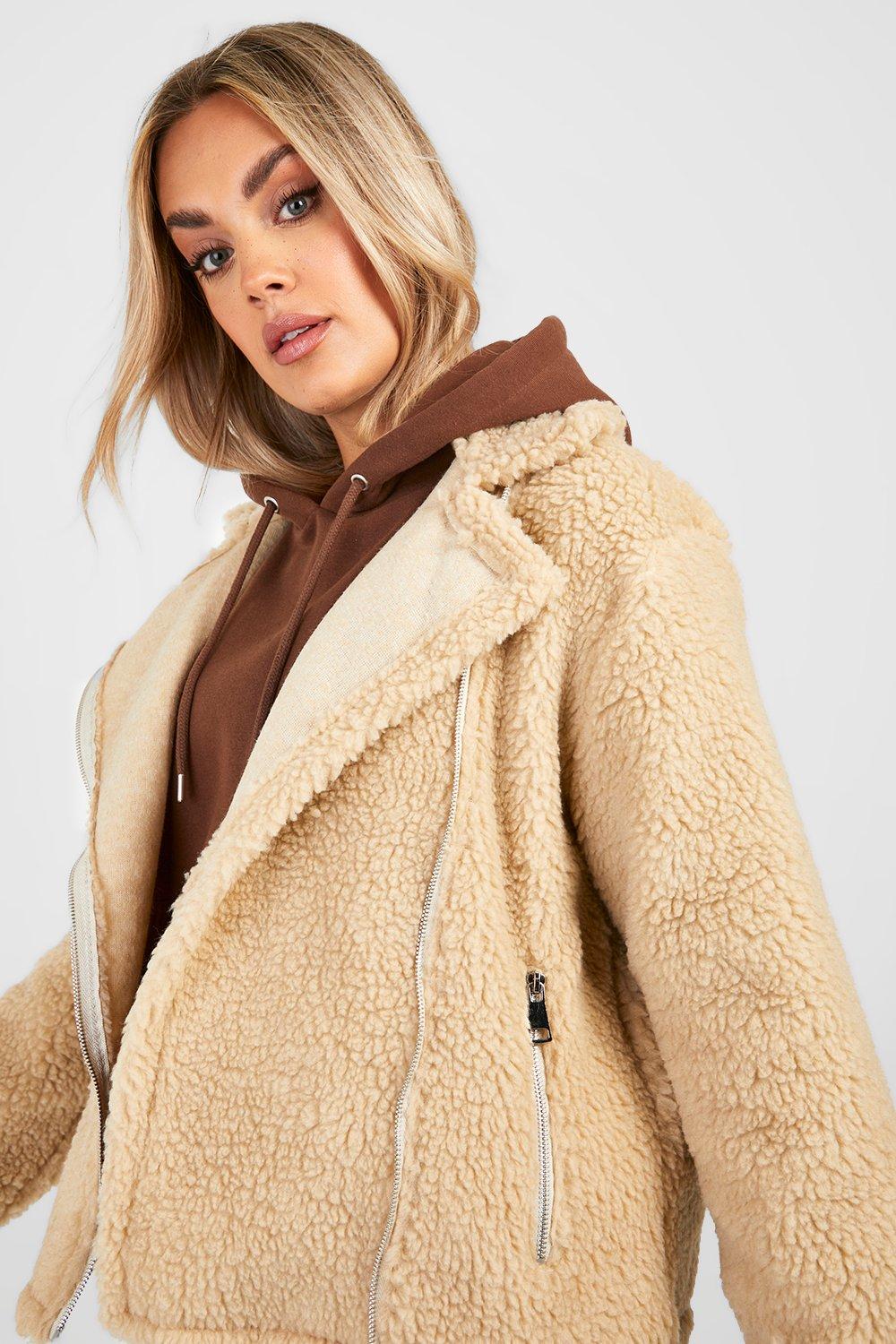 Boohoo teddy outlet faux fur aviator