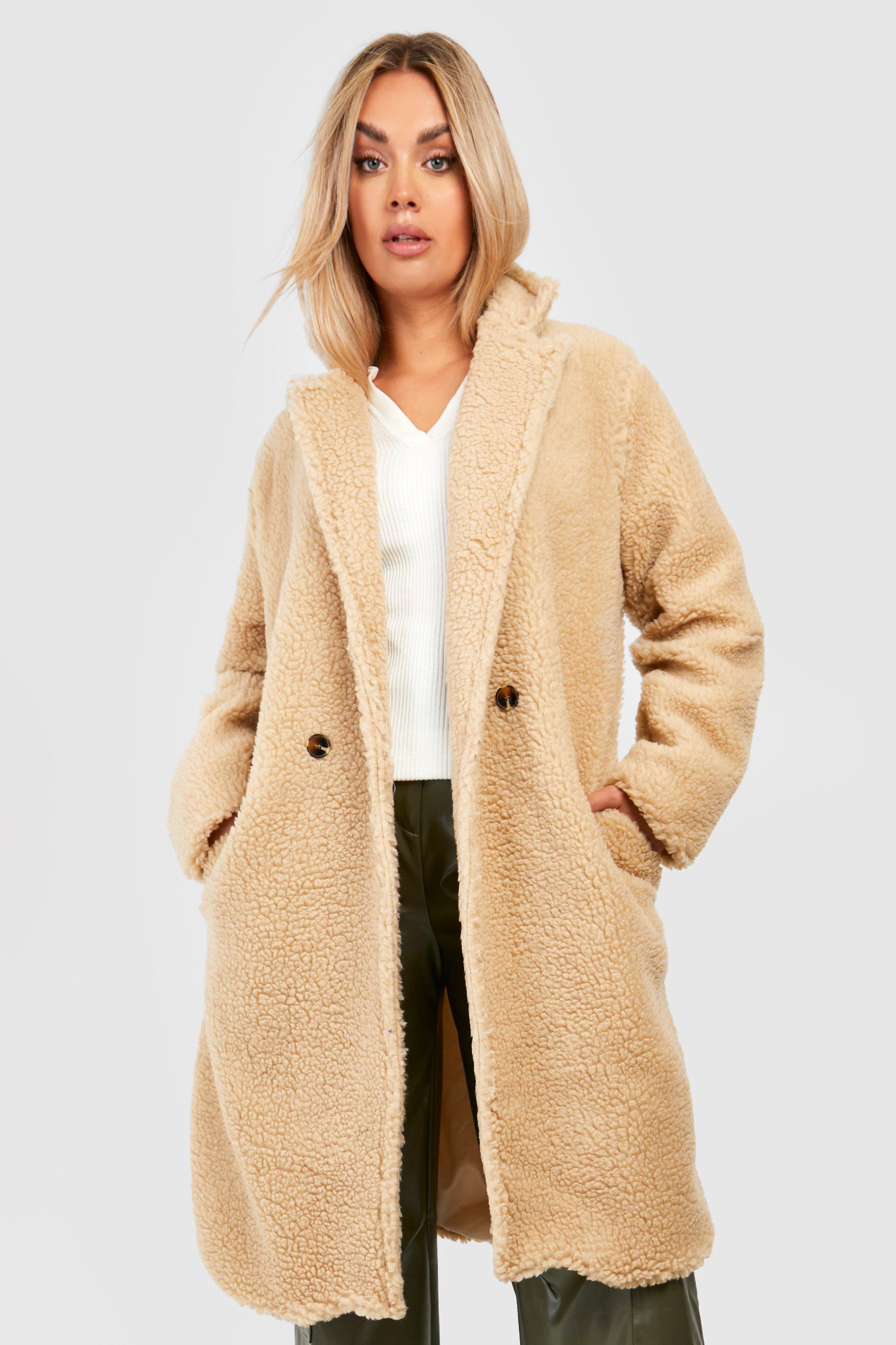 Long teddy outlet coat beige