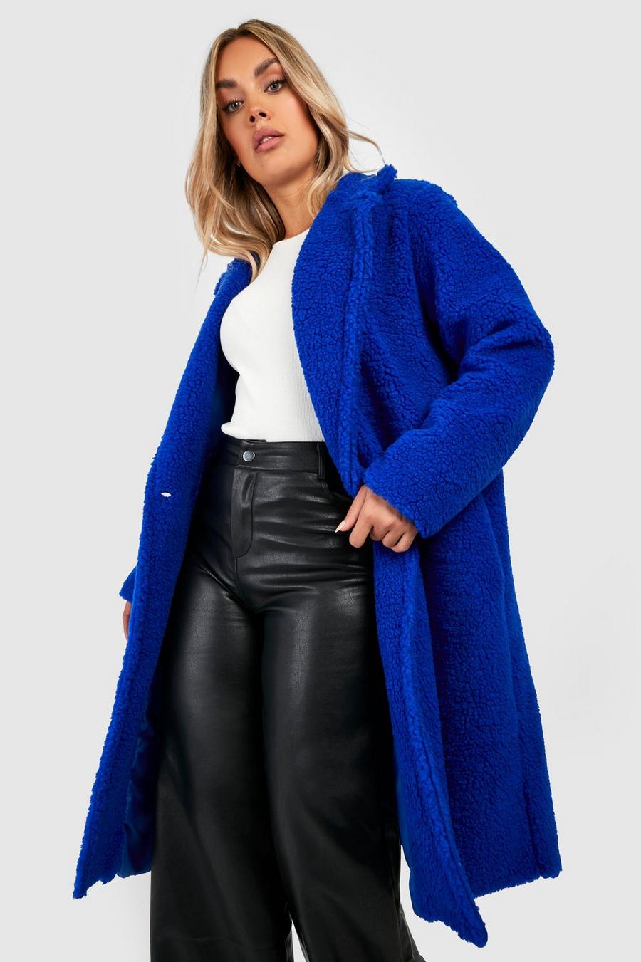 Grande taille - Manteau croisé effet laine, Cobalt image number 1
