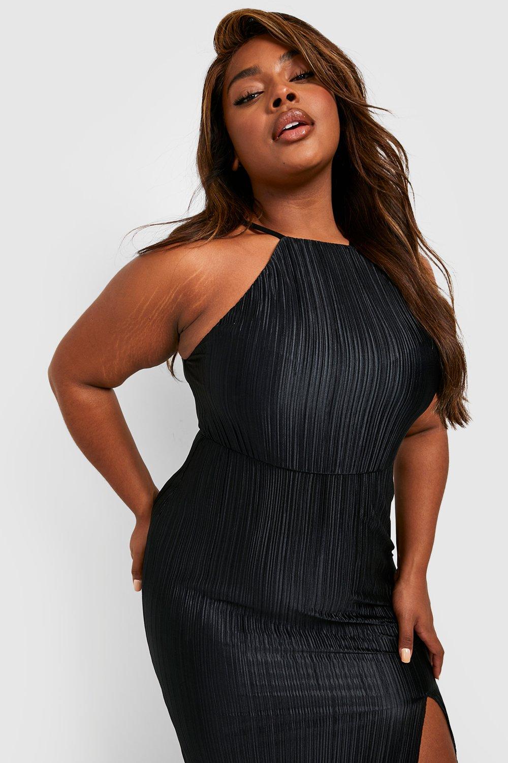 Plus size 2024 thigh split dress