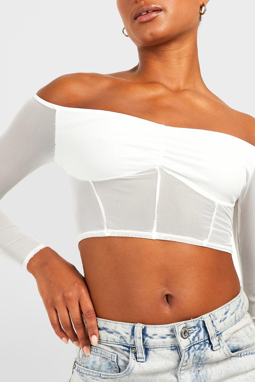 Tall Mesh Off The Shoulder Corset Style Top