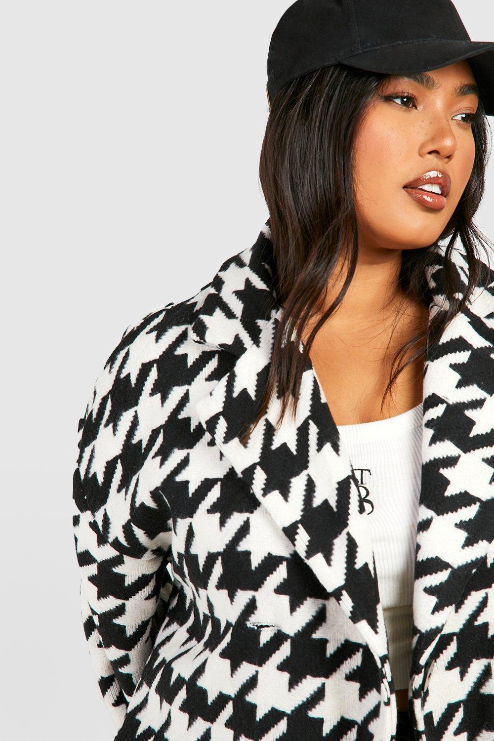 Ladies cheap dogtooth coat