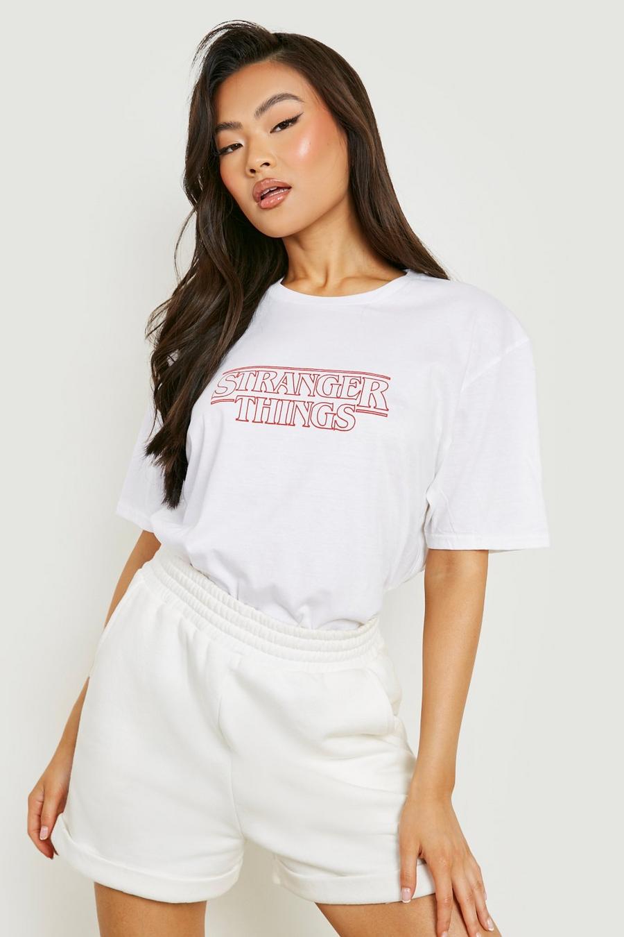 White Gelicenseerd Stranger Things T-Shirt Met Tekst