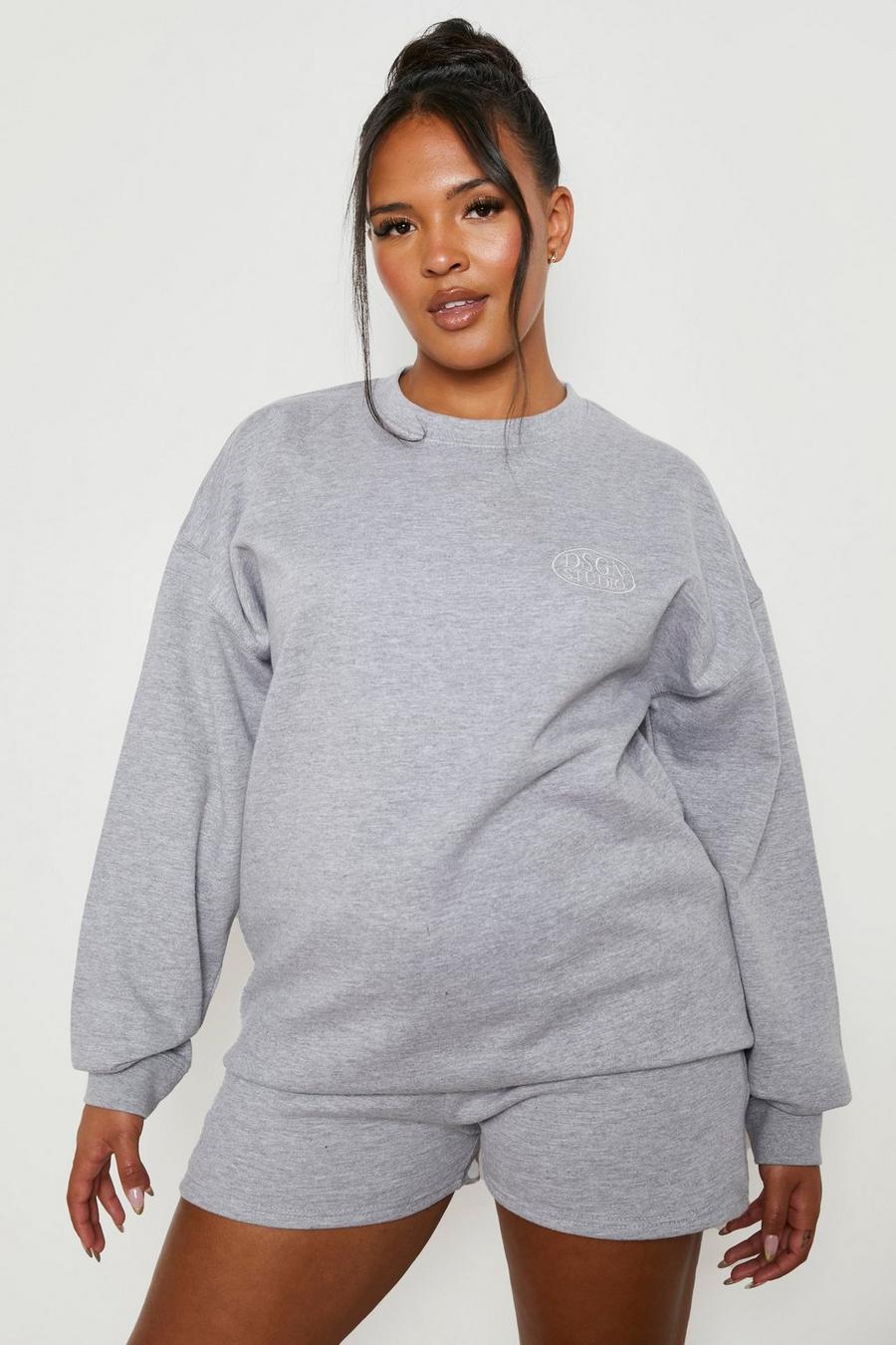 Grey marl Plus - Dsgn Studio Sweatshirt och shorts image number 1