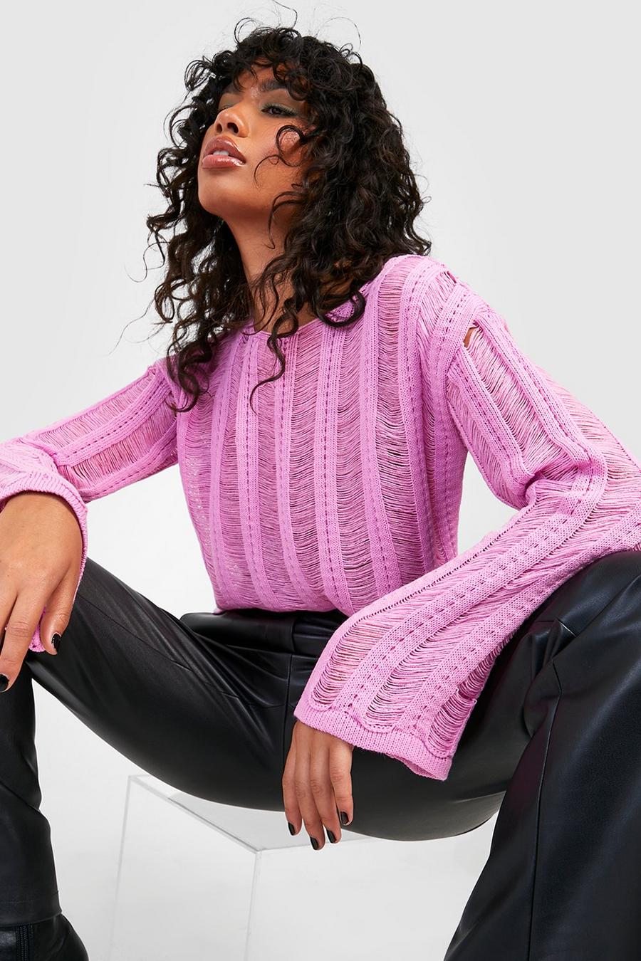 Pink Ladder Stitch Sweater image number 1