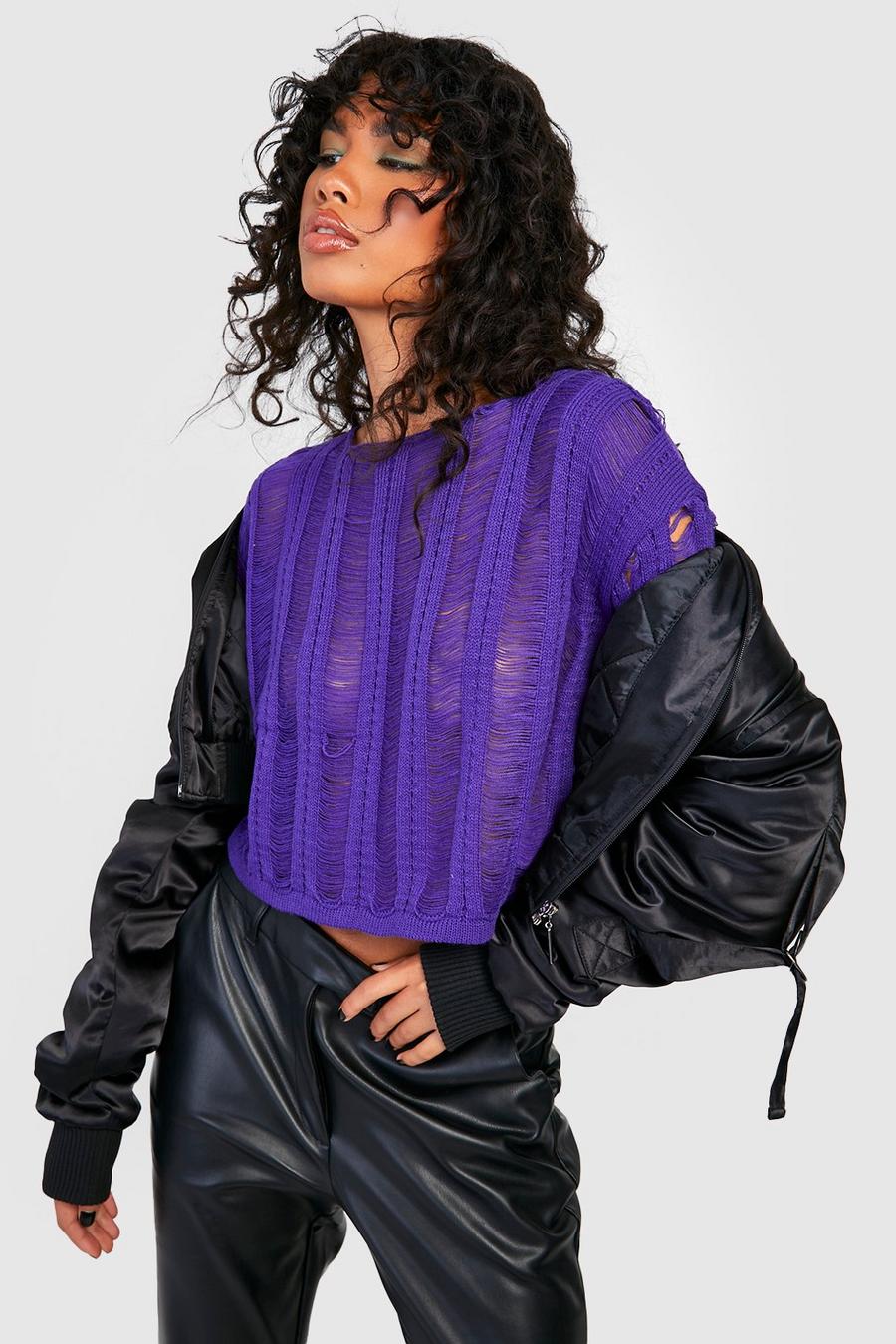 Purple Ladder Stitch Sweater image number 1