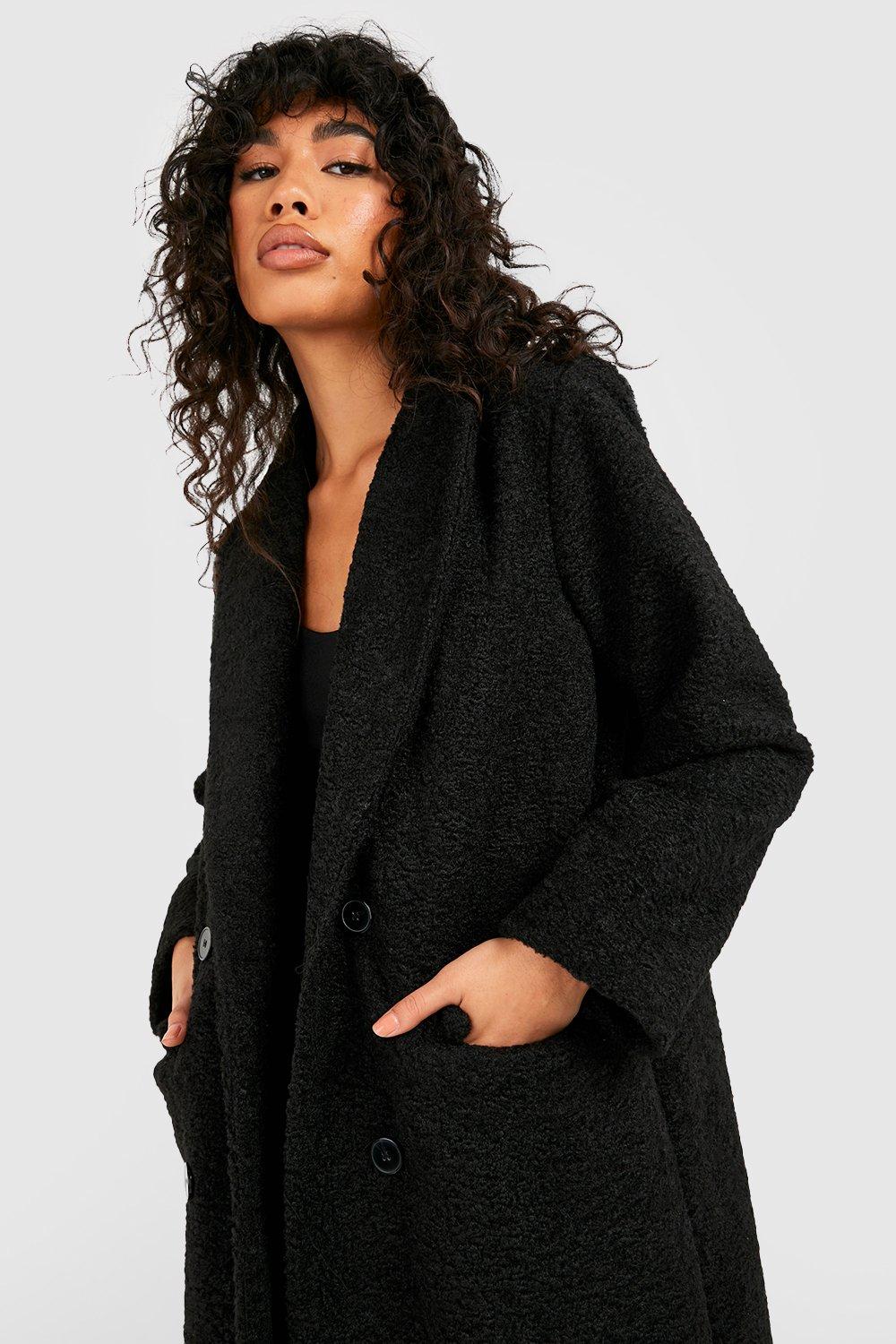 Women's Textured Wool Look Coat | Boohoo UK