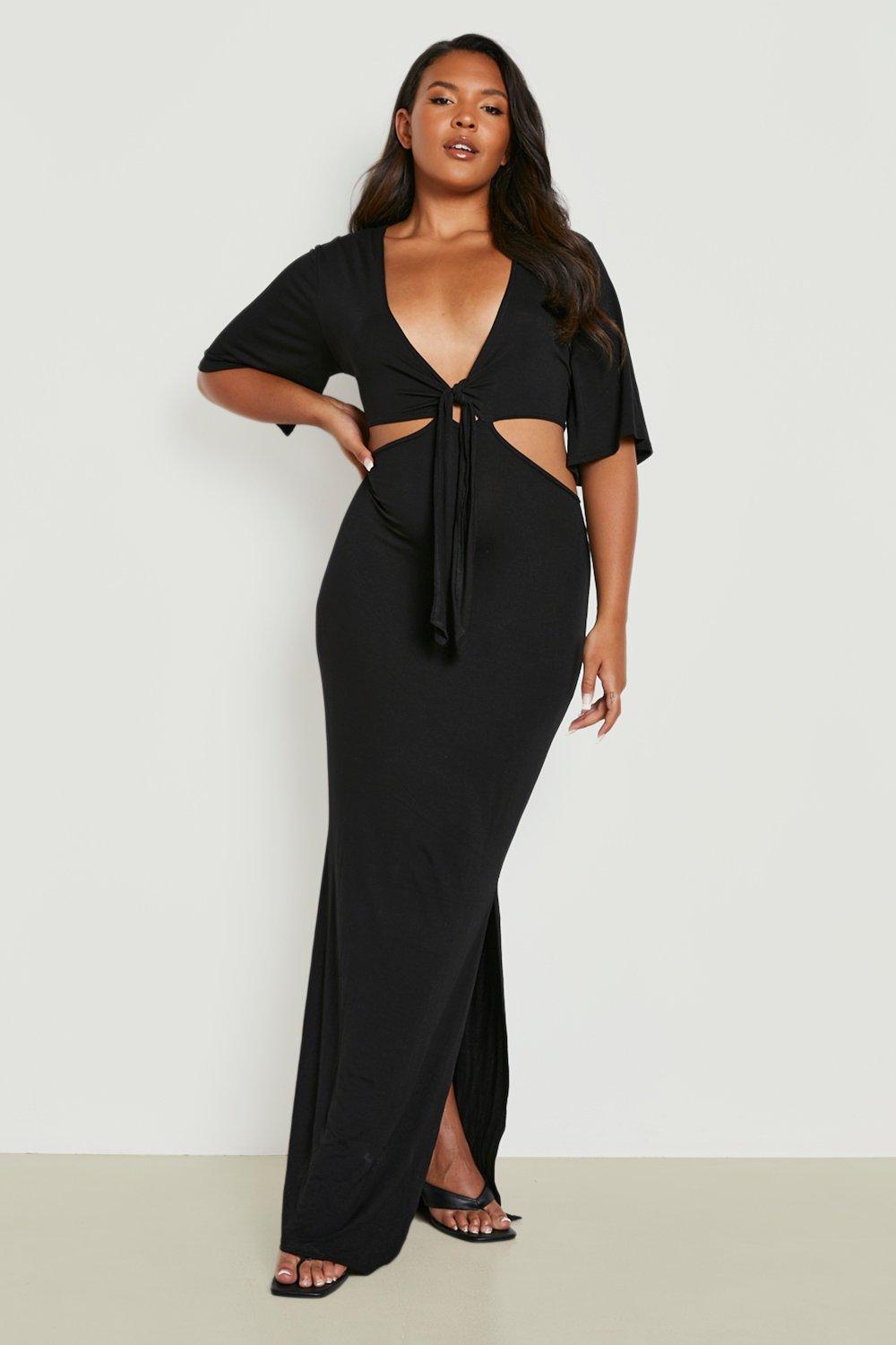 Plus Cut Out Tie Front Maxi Dress