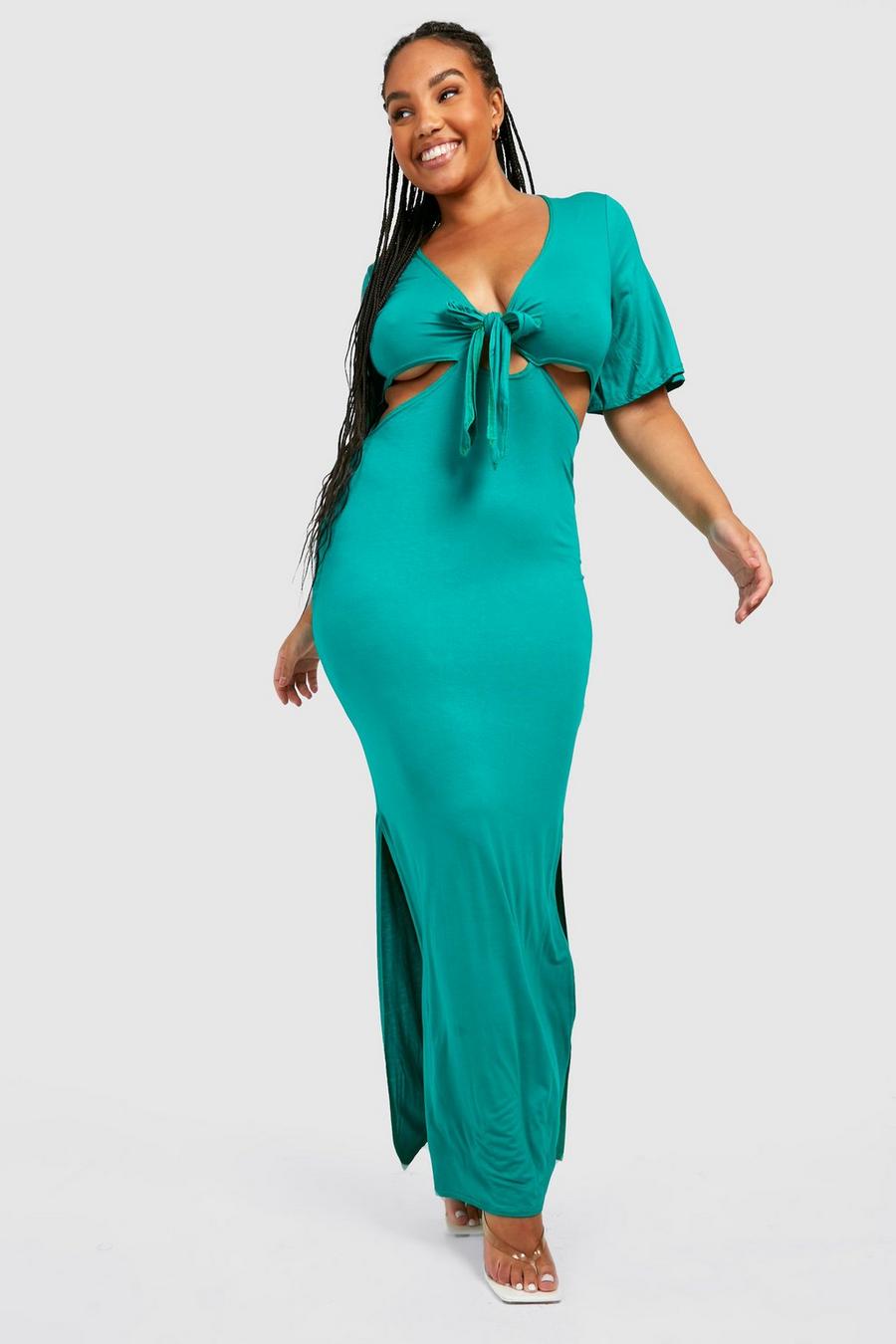 Grande taille - Robe longue à découpes, Green image number 1