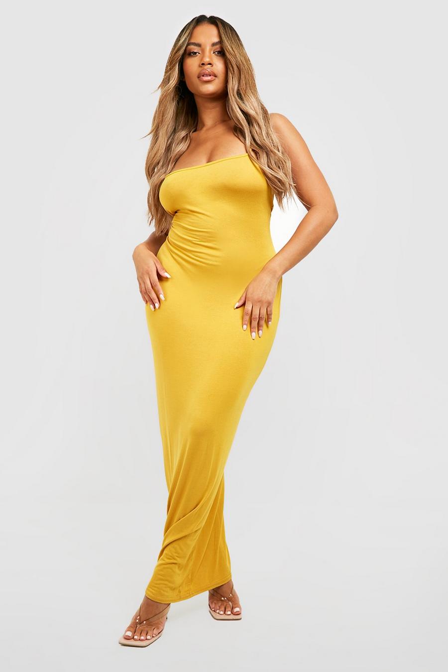 Mustard Plus Strappy Maxi Dress image number 1