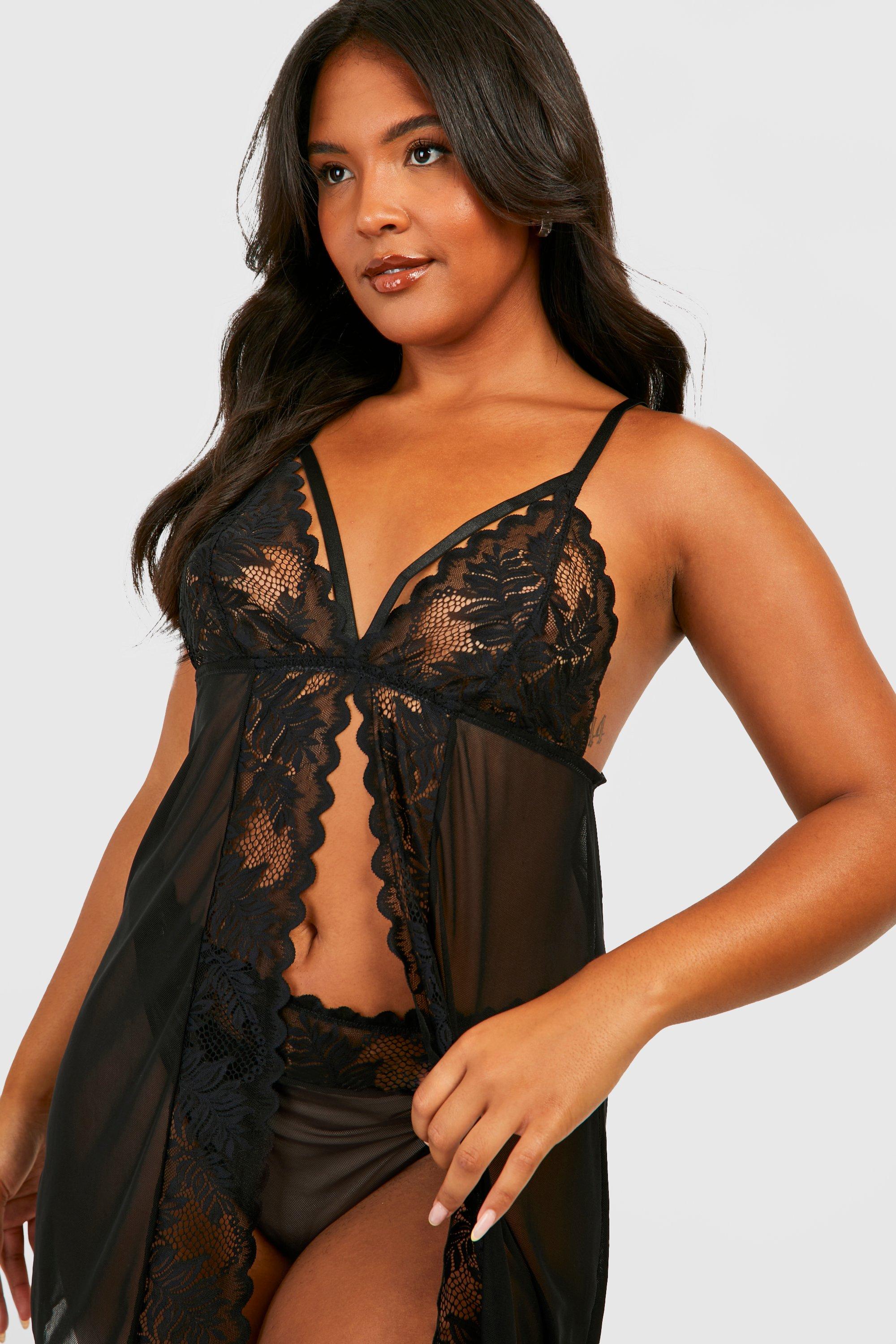 Women's Plus Split Front Lace Babydoll