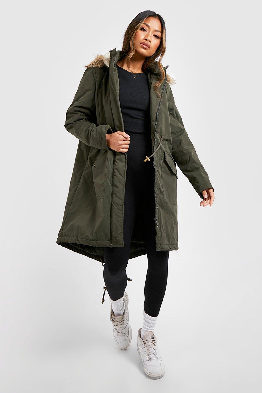 Khaki parka coat womens best sale