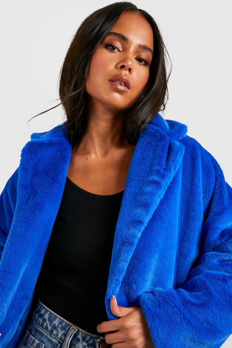 Cobalt blue Petite Premium Faux Fur Coat image number 1