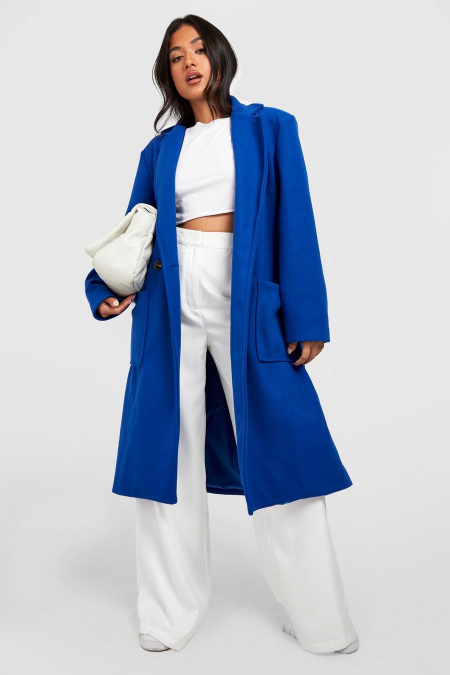 Cobalt blue Petite Oversized Wool Look Coat