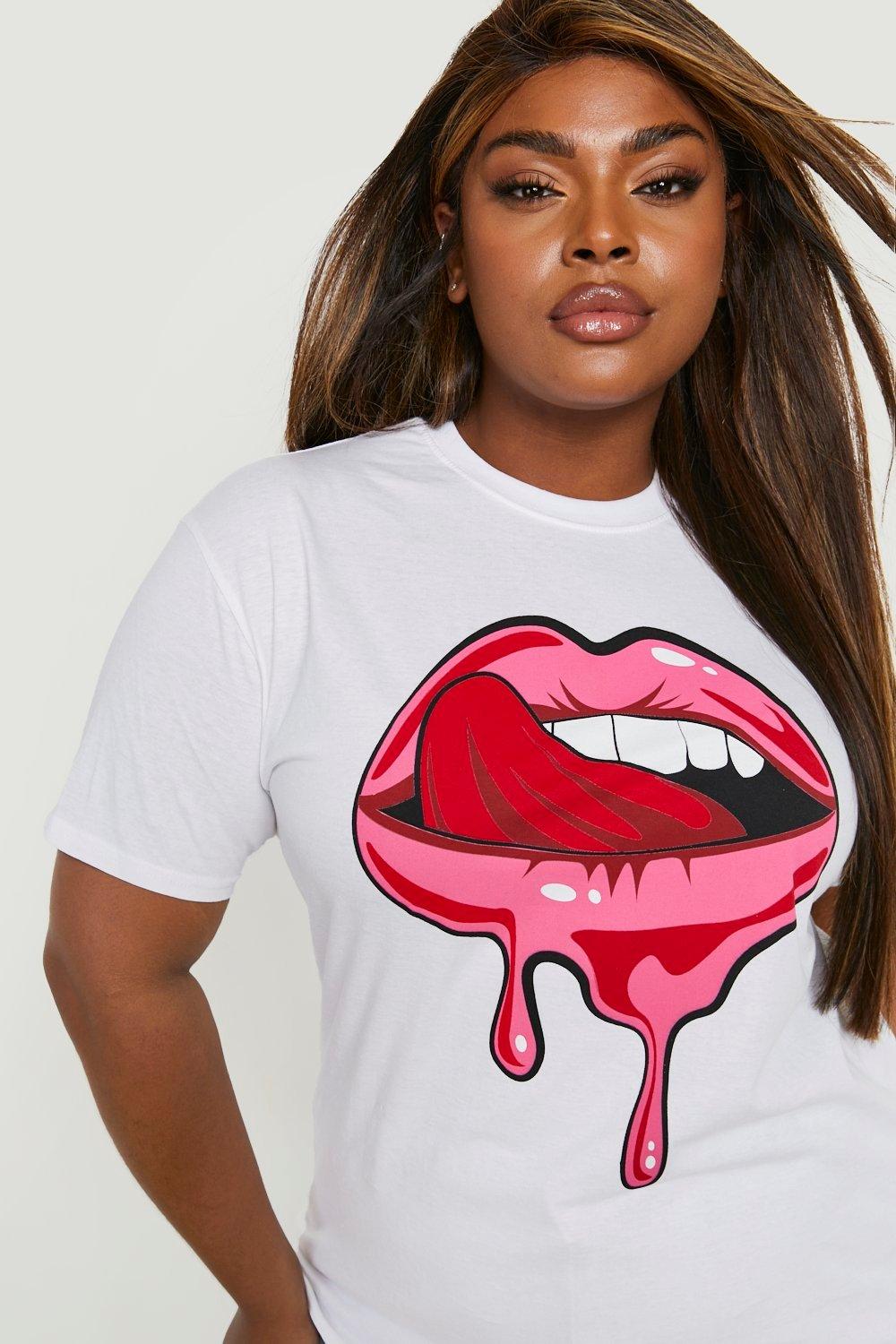 Lip print store t shirt