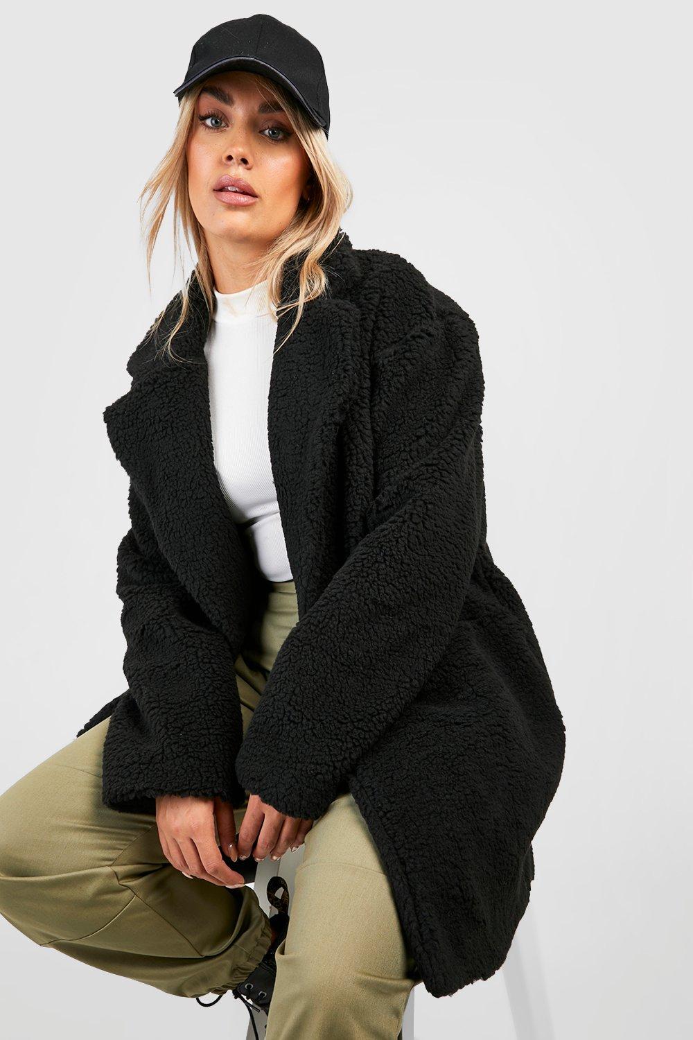 Plus Teddy Fur Coat boohoo UK