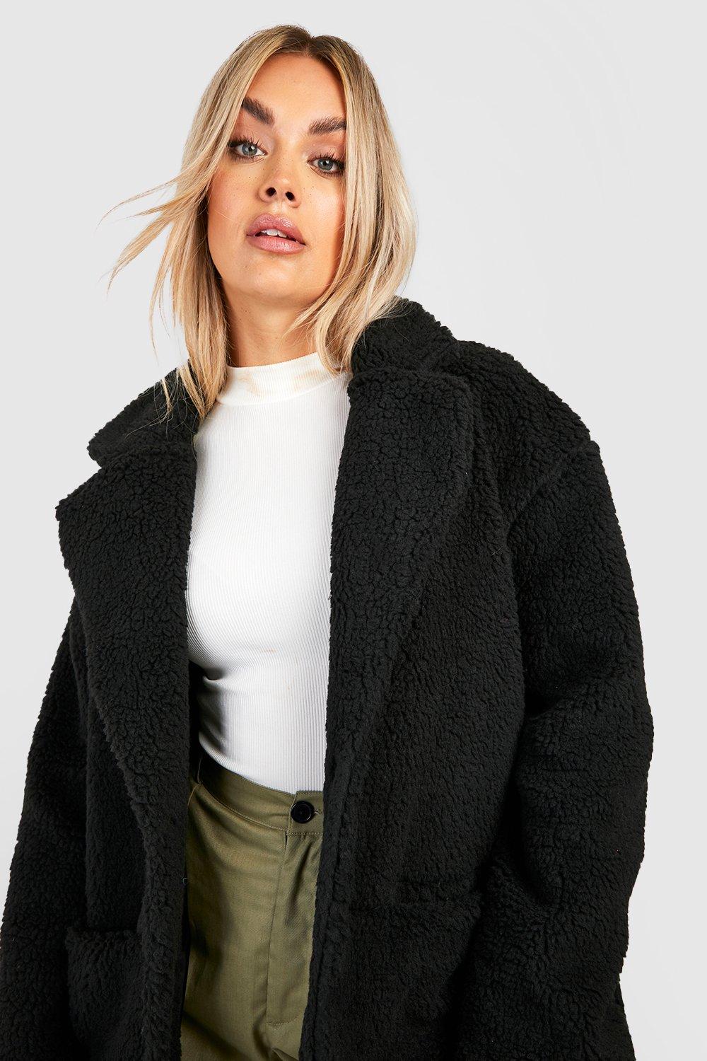 YOURS Plus Size Black Teddy Fleece Jacket