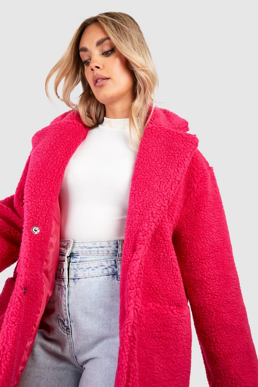 Grande taille - Manteau en fausse fourrure, Pink image number 1