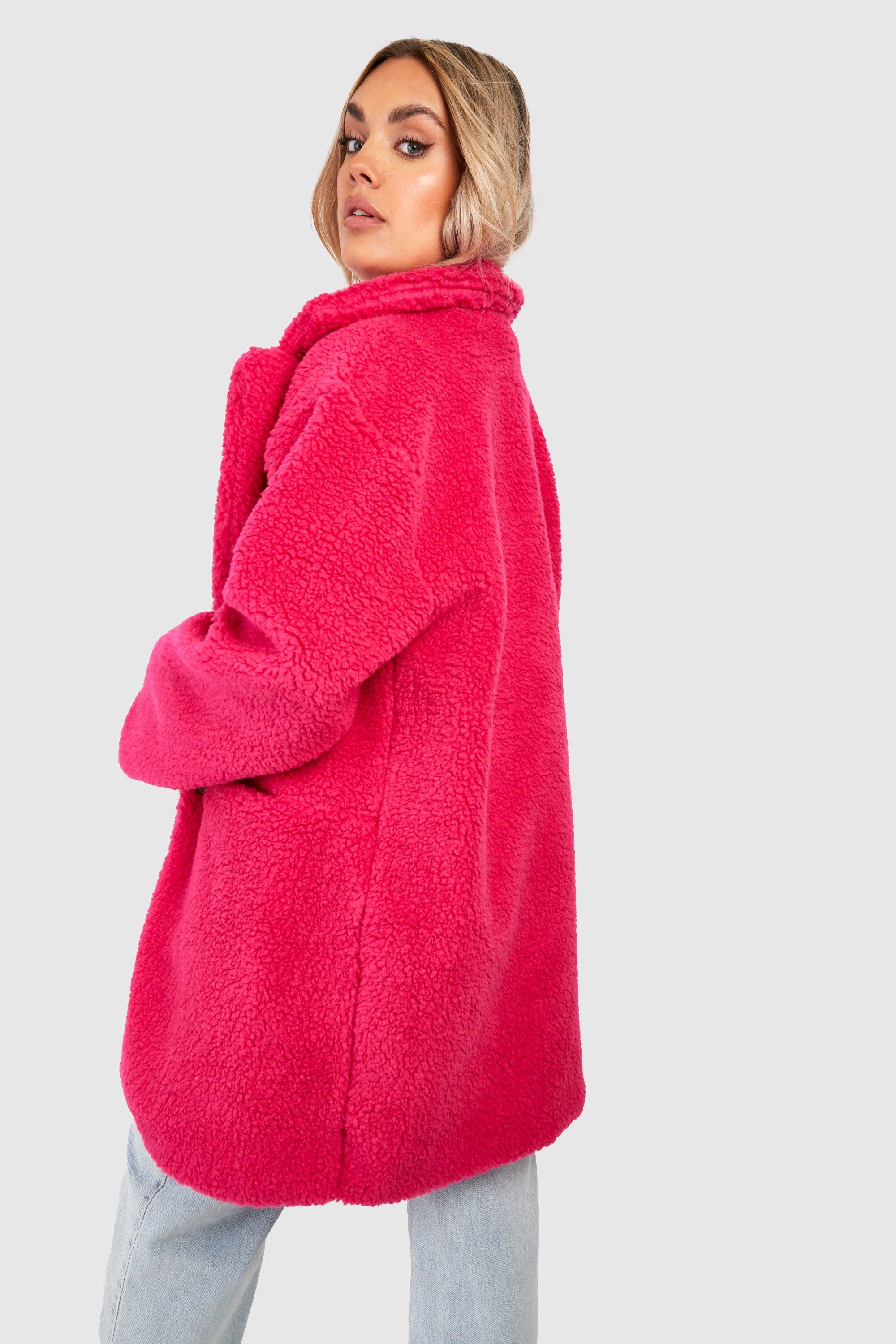 Boohoo pink hotsell teddy coat