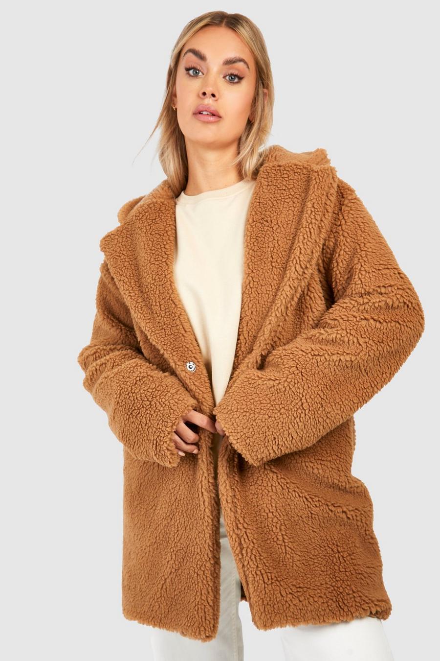 Grande taille - Manteau en fausse fourrure, Toffee image number 1