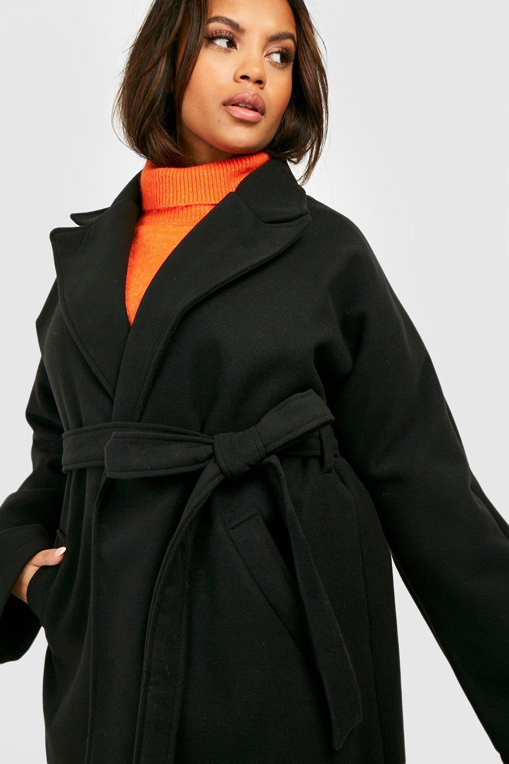 Belted wool wrap outlet coat