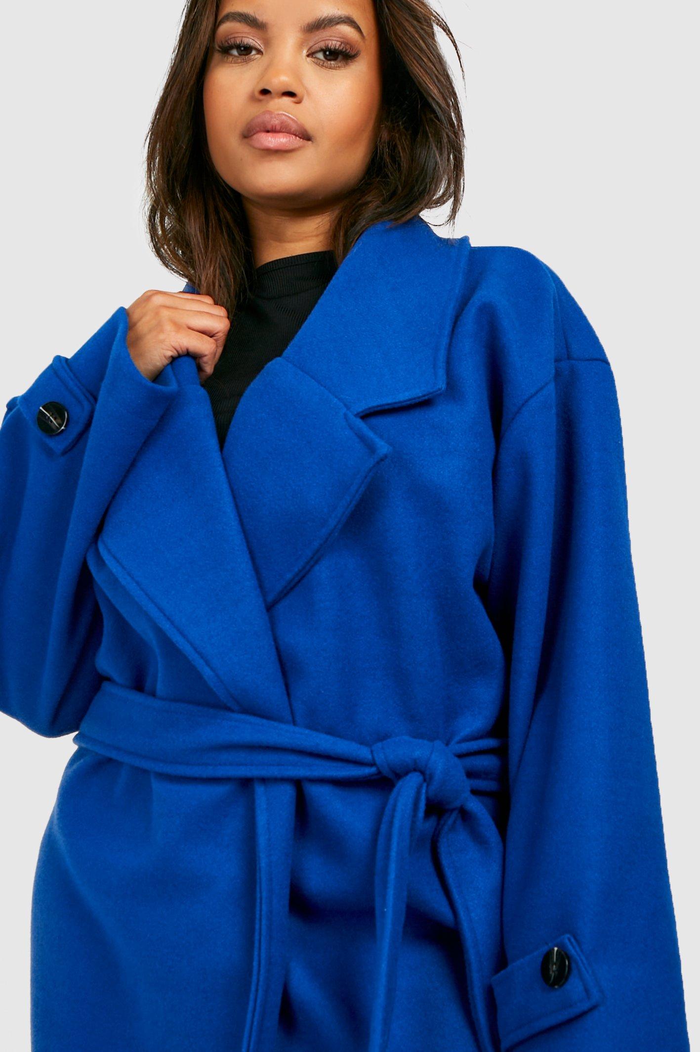 Plus Wool Look Belted Trench Coat | boohoo