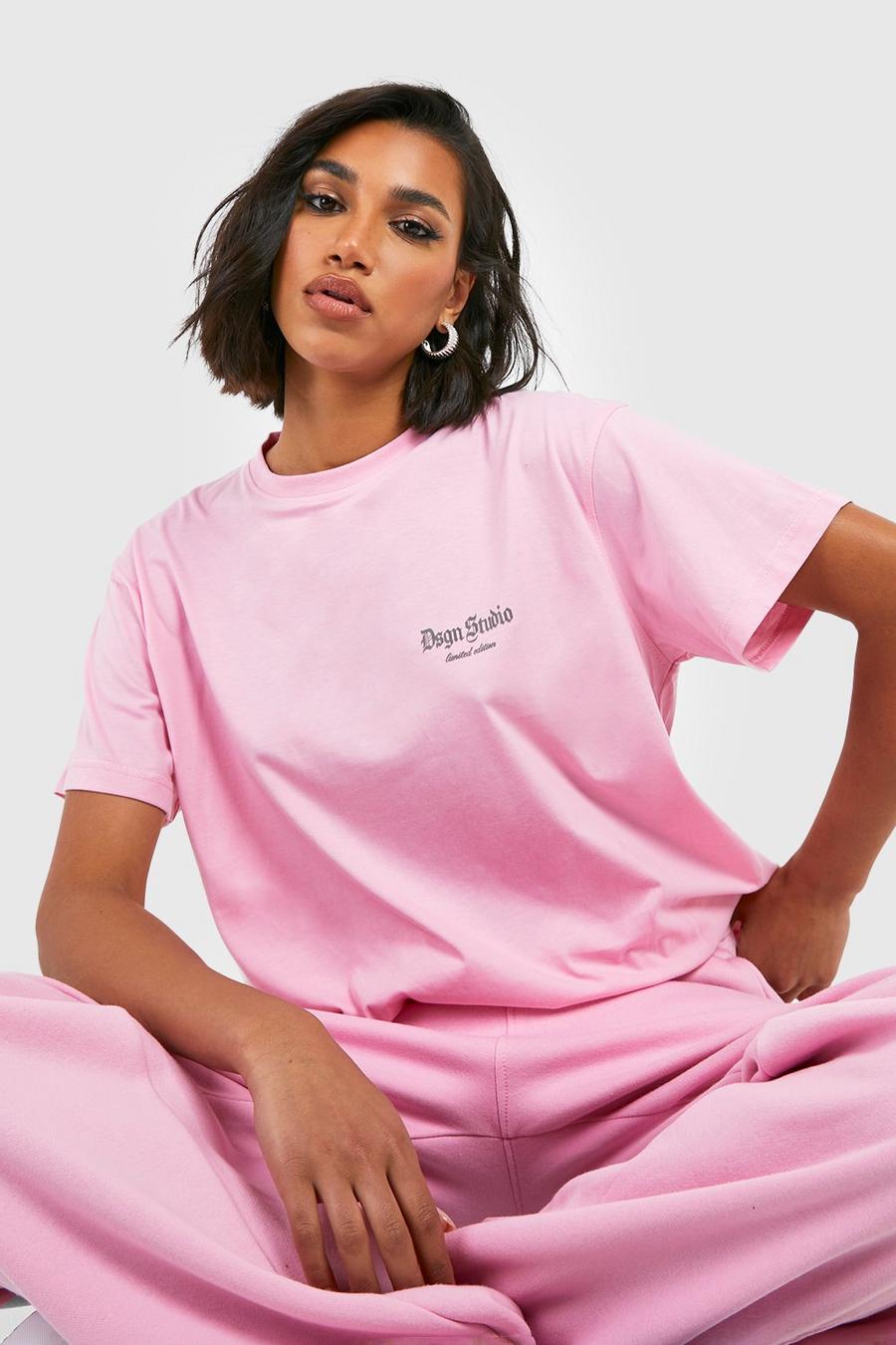 Pink Reflective Print Oversized T-shirt