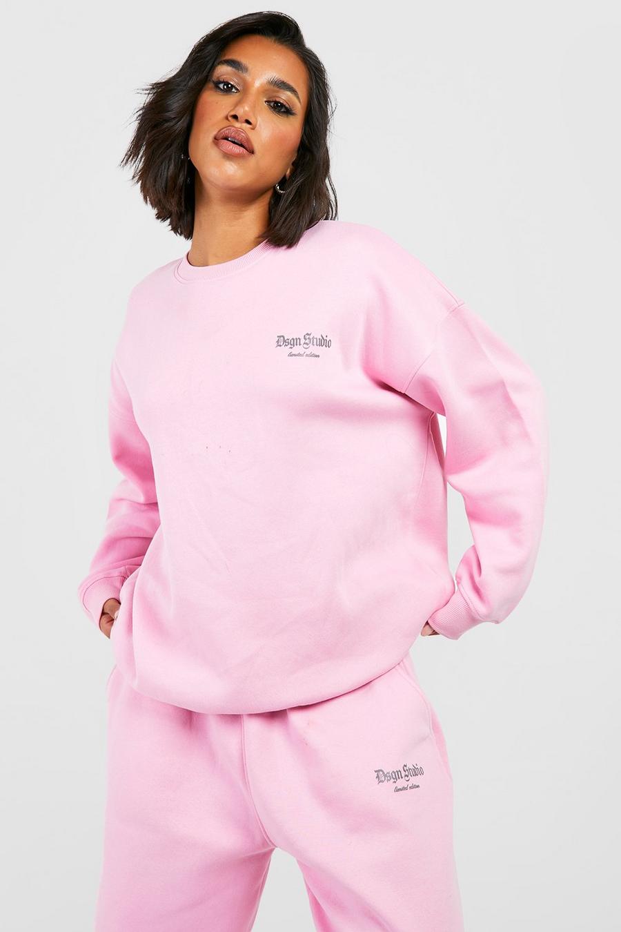 Pink Reflective Print Oversized Sweater 