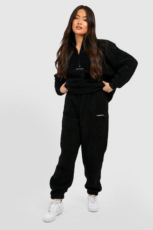 Borg Embroidered Oversized Jogger | boohoo