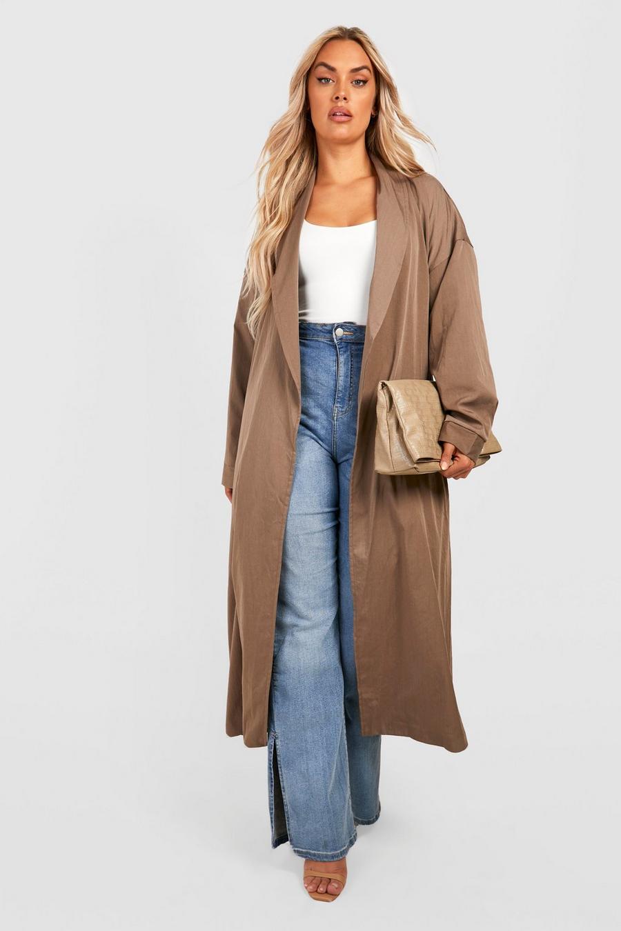 Grande taille - Trench oversize long, Chocolate brown