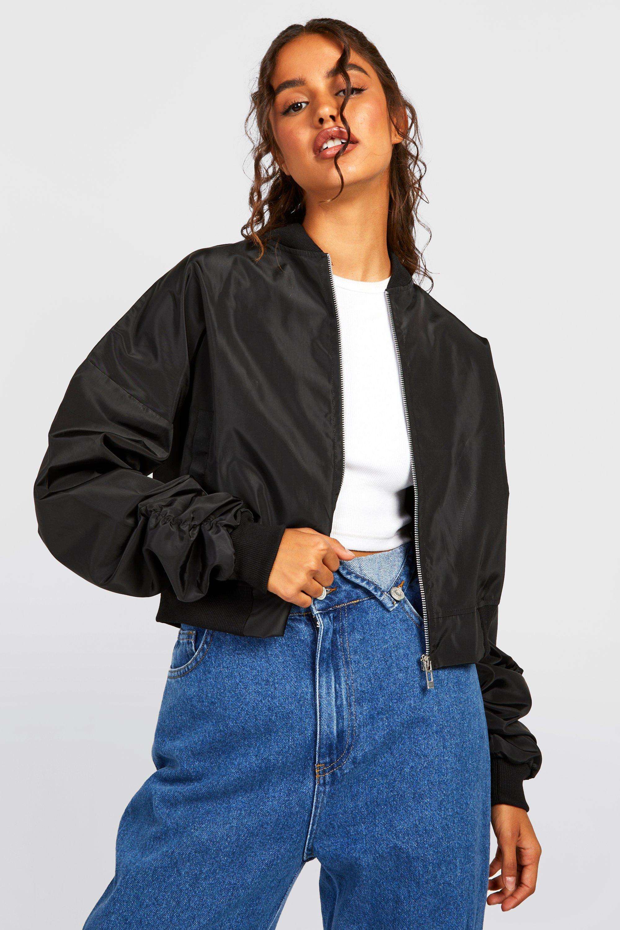 Ruched hotsell bomber jacket