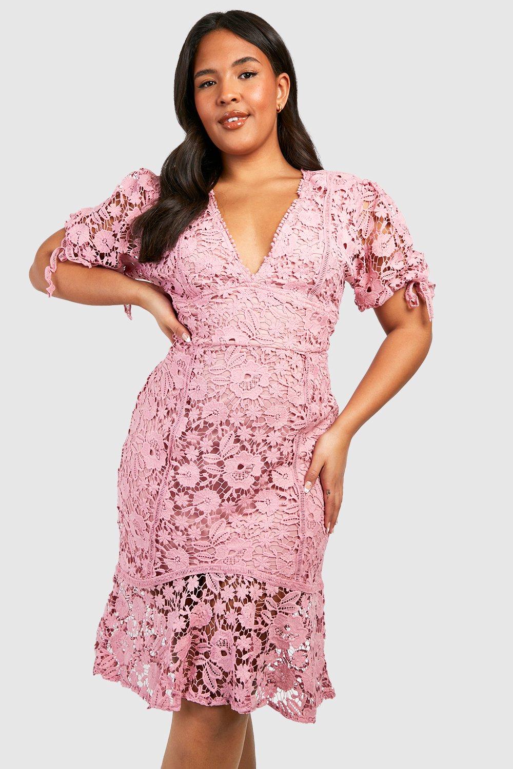 Plus Lace Peplum Hem Detail Midi Dress