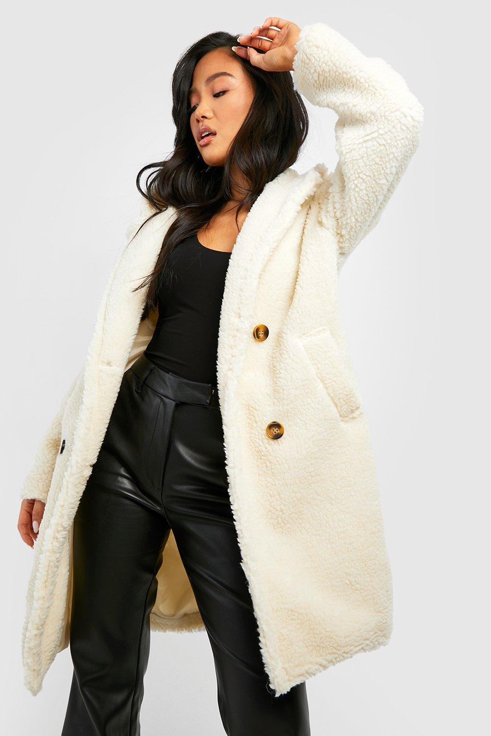 Boohoo petite 2025 teddy coat