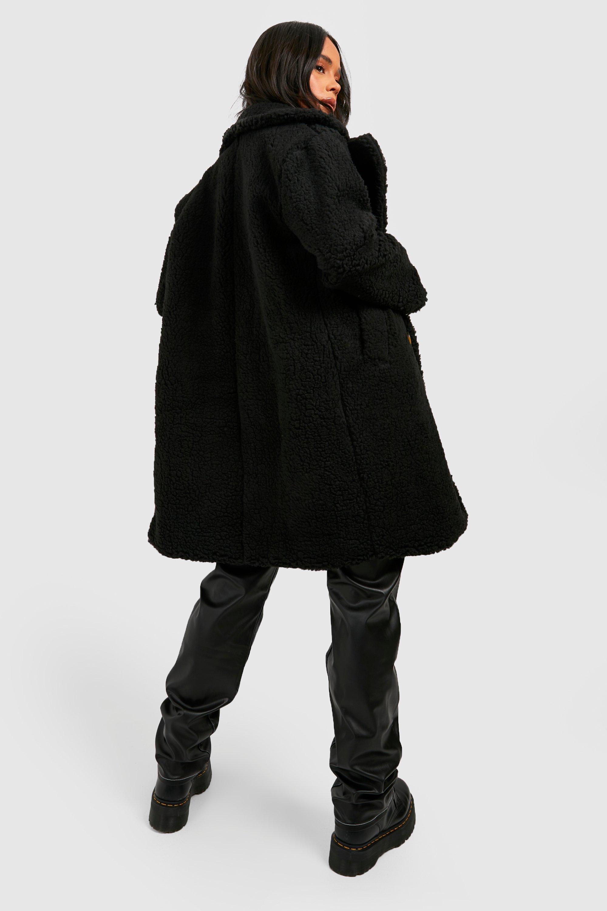 Black teddy hotsell coat boohoo