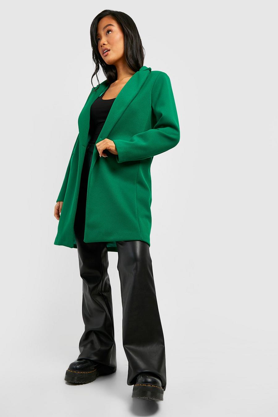 Green Petite Premium Wool Look Tailored Coat image number 1