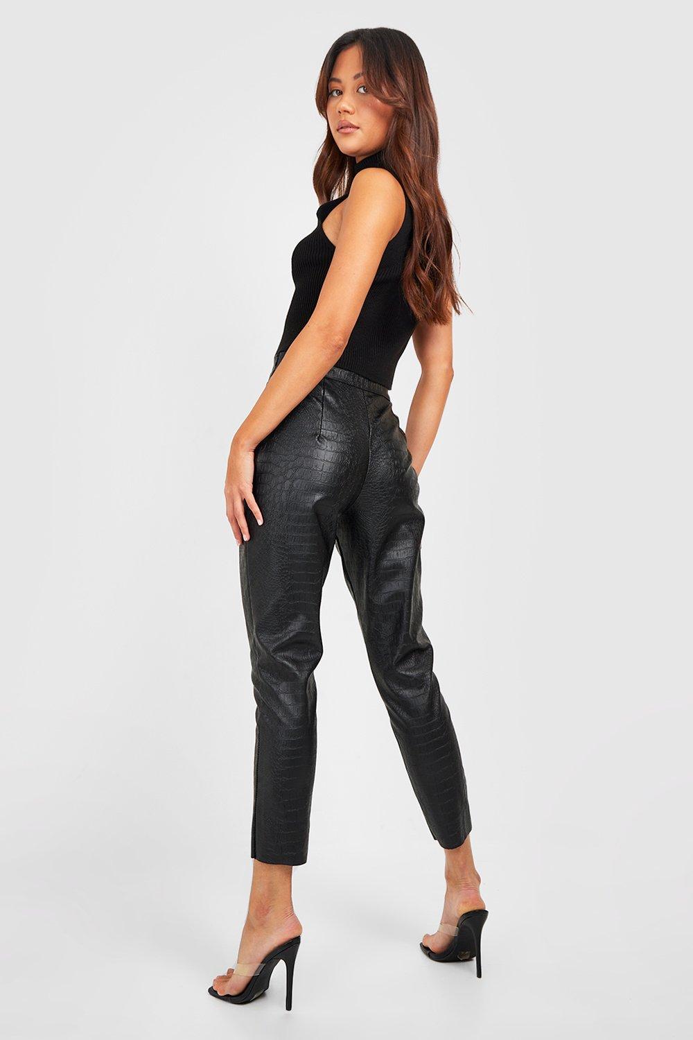 Women's Petite Croc Pu Skinny Trousers