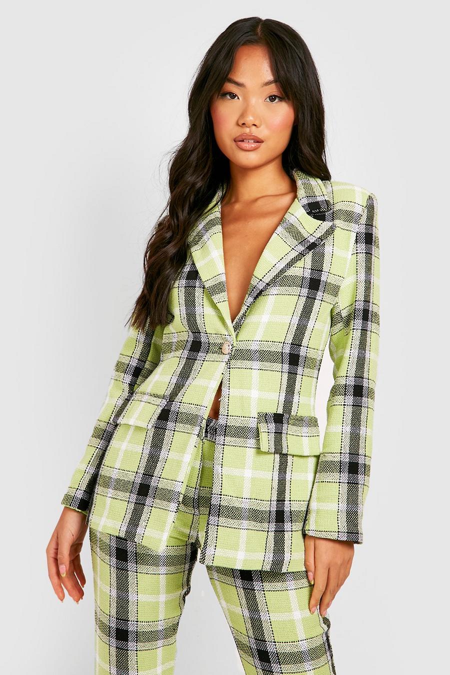 Lime Petite Bright Boucle Flannel Blazer image number 1