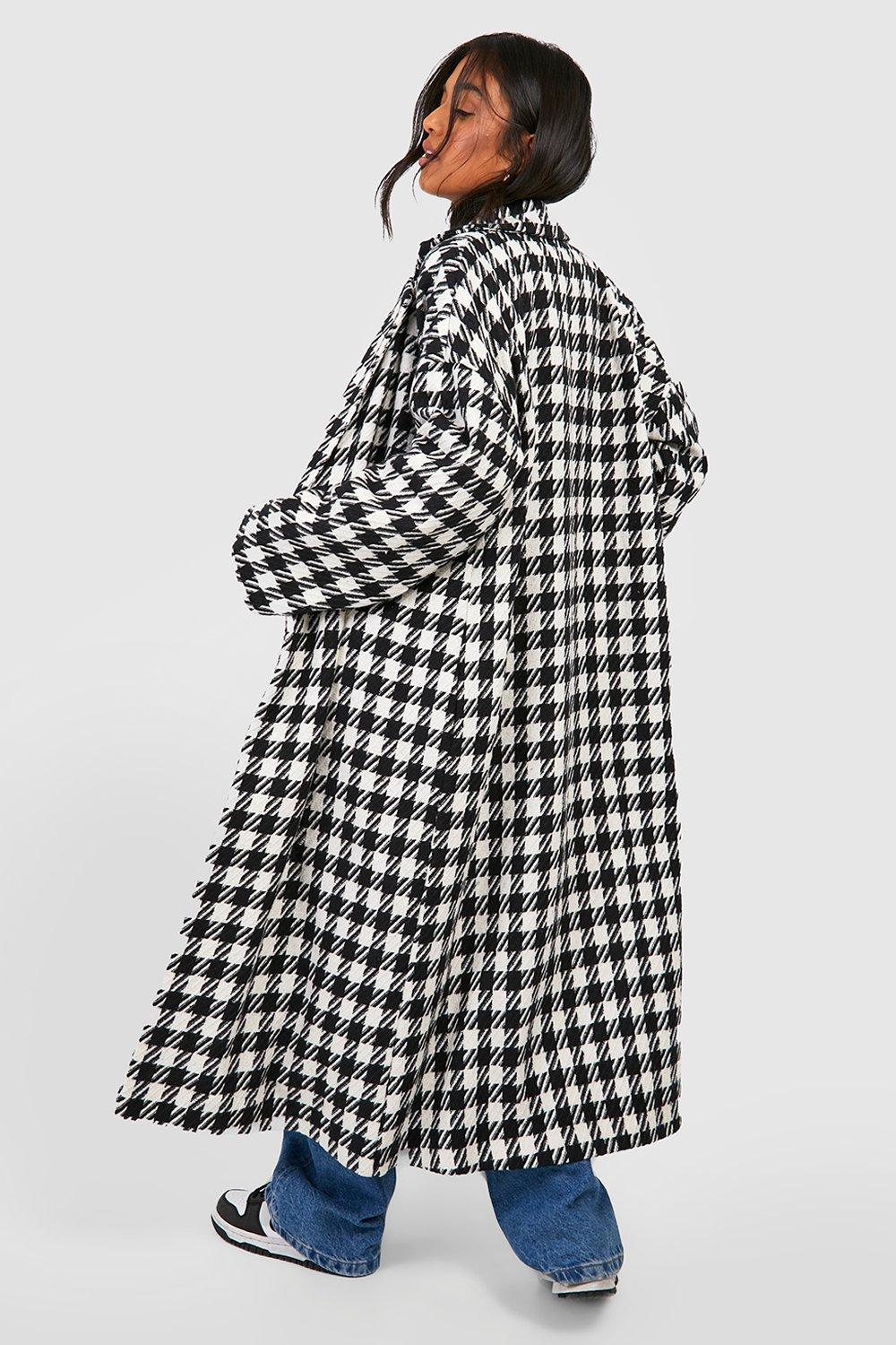 Petite Manteau boucle a imprime pied de poule