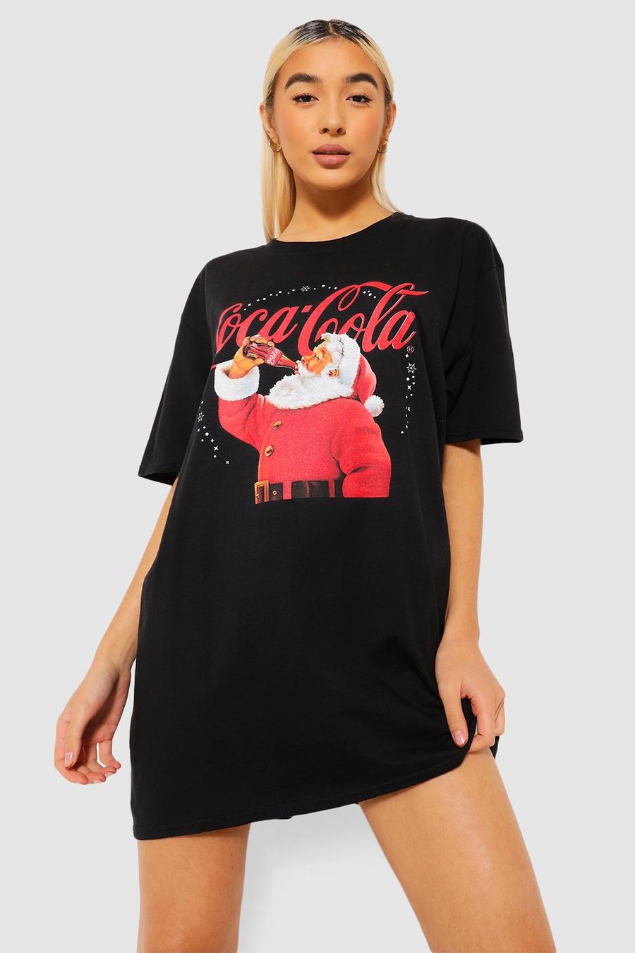 Black Coco Cola Christmas License Pajama Sleep T-Shirt image number 1