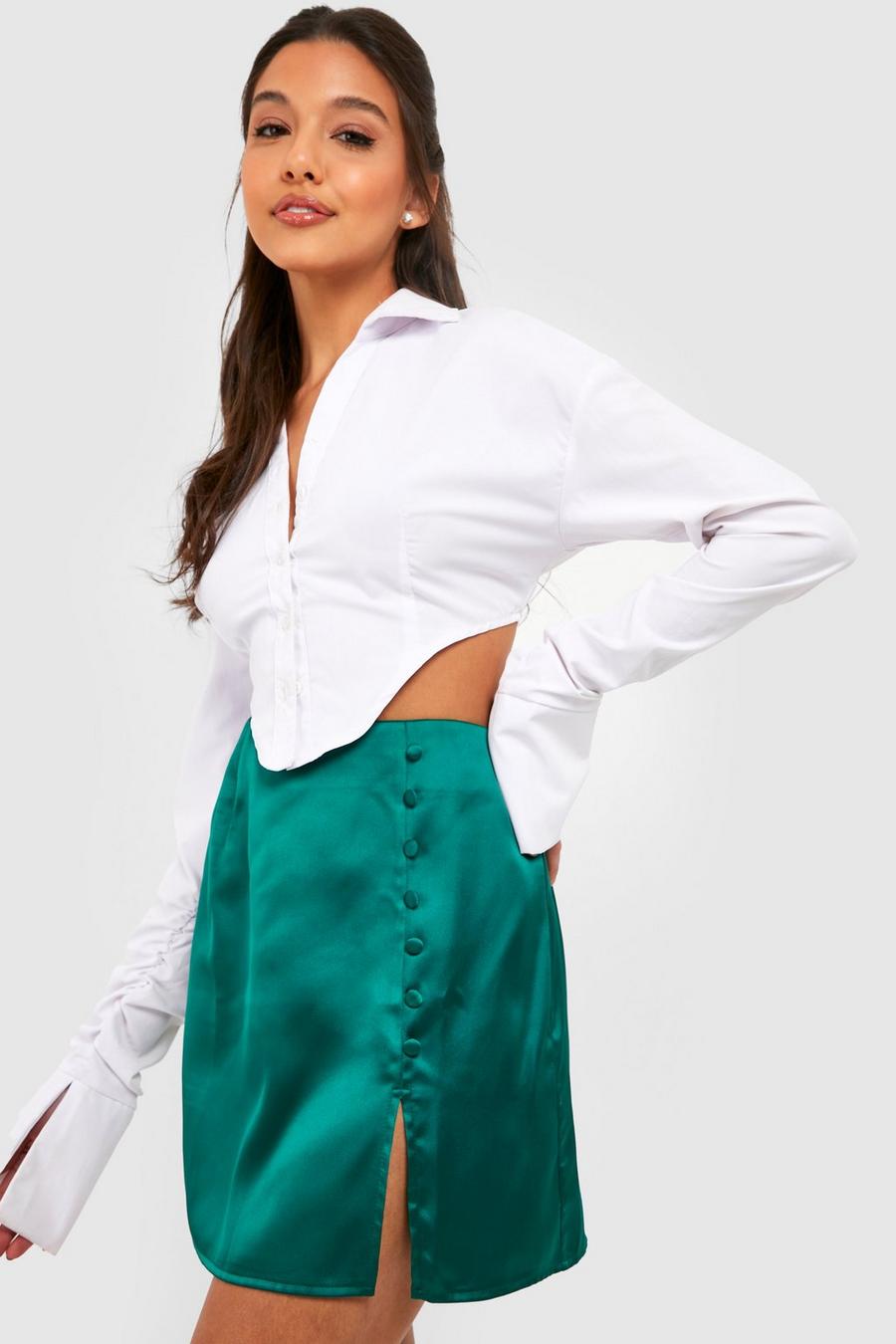 Emerald Satin Mini Skirt